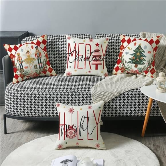 Christmas Pillow Covers Nutcracker Holiday Decor Decorative Cases Decoration Red - Picture 5 of 5